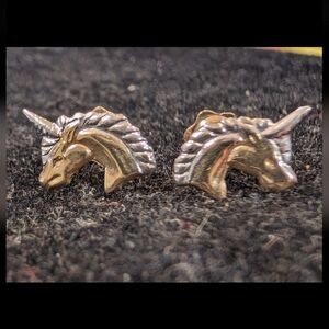 10k Gold Unicorn Stud Earrings - EUC